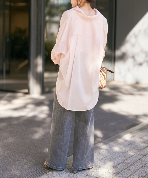 Spick & Span（スピックアンドスパン）の「《新色有り / 追加》ガーメントダイカシュクールシャツ（シャツ/ブラウス・レディース・ピンク系その他/アイボリー/ライトグリーン/ベージュ系その他/ブラックミックス・FREE）」の7枚目の写真