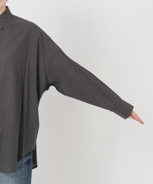 Spick & Span（スピックアンドスパン）の「《新色有り / 追加》ガーメントダイカシュクールシャツ（シャツ/ブラウス・レディース・ピンク系その他/アイボリー/ライトグリーン/ベージュ系その他/ブラックミックス・FREE）」の12枚目の写真