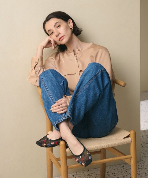 BEAUTY&YOUTH UNITED ARROWS（ビューティーアンドユースユナイテッドアローズ）の「チュール フラワー エンブロイダリー バレエシューズ（バレエシューズ・レディース・ブラック/ナチュラル・36/36h/37/37h）」の5枚目の写真