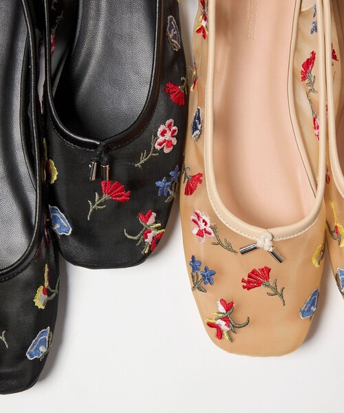 BEAUTY&YOUTH UNITED ARROWS（ビューティーアンドユースユナイテッドアローズ）の「チュール フラワー エンブロイダリー バレエシューズ（バレエシューズ・レディース・ブラック/ナチュラル・36/36h/37/37h）」の13枚目の写真