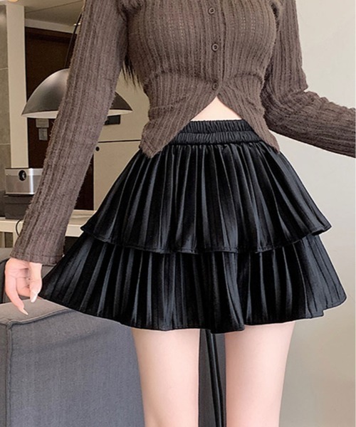 kirakiraShop(キラキラショップ)の「スエード フリル プリーツ ミニスカート(スカート・レディース・オフホワイト/ブラック/ブラウン・FREE)」の20枚目の写真