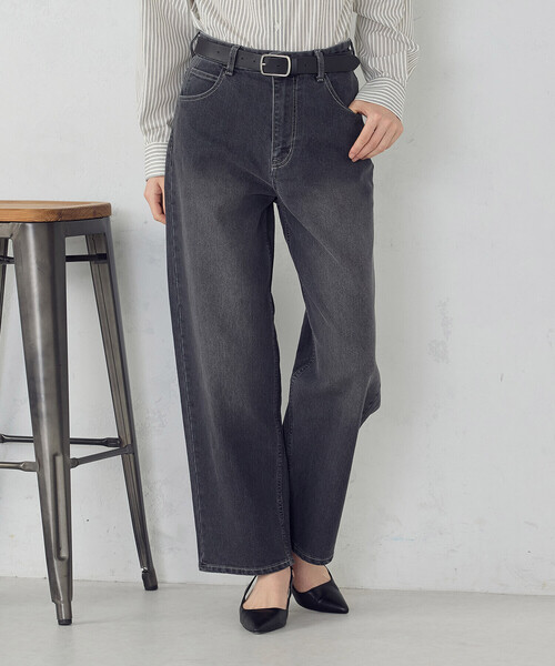 COMME CA ISM(コムサイズム)の「10オンスストレッチデニム ストレートパンツ(デニムパンツ・レディース・インディゴブルー/ブラック・MEDIUM/SMALL/LARGE/X-LARGE)」の2枚目の写真