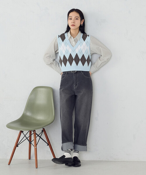 COMME CA ISM(コムサイズム)の「10オンスストレッチデニム ストレートパンツ(デニムパンツ・レディース・インディゴブルー/ブラック・MEDIUM/SMALL/LARGE/X-LARGE)」の5枚目の写真