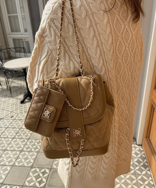 my twilight(マイトワイライト)の「mytwilight キルティング チェーン リュック(バックパック/リュック・レディース・ブラック/キャメル/ベージュ・FREE)」の3枚目の写真