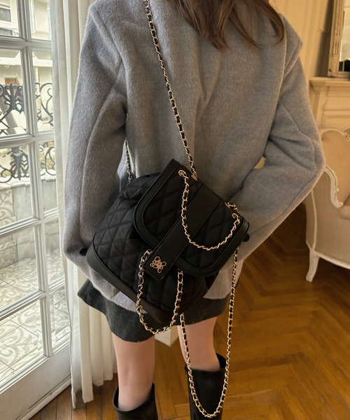 my twilight(マイトワイライト)の「mytwilight キルティング チェーン リュック(バックパック/リュック・レディース・ブラック/キャメル/ベージュ・FREE)」の12枚目の写真