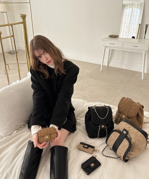 my twilight(マイトワイライト)の「mytwilight キルティング チェーン リュック(バックパック/リュック・レディース・ブラック/キャメル/ベージュ・FREE)」の8枚目の写真