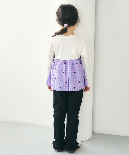 apres les cours（アプレレクール）の「ワッフルフリルドッキングトップス_ジュニア対応（Tシャツ/カットソー・キッズ・レッド/チェック/ストライプ/ブラック・80/90/100/110/120/130/140）」の6枚目の写真