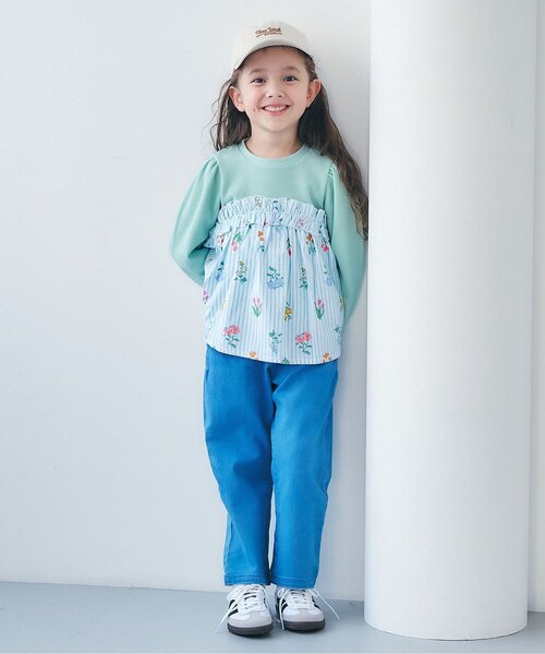 apres les cours（アプレレクール）の「ワッフルフリルドッキングトップス_ジュニア対応（Tシャツ/カットソー・キッズ・レッド/チェック/ストライプ/ブラック・80/90/100/110/120/130/140）」の7枚目の写真