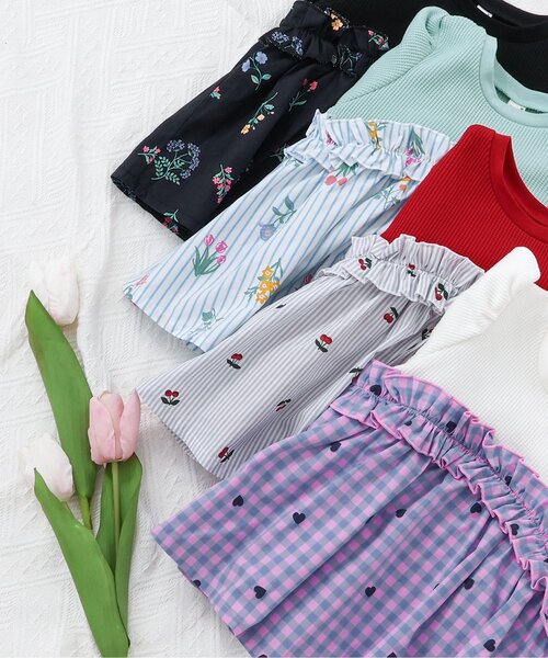 apres les cours（アプレレクール）の「ワッフルフリルドッキングトップス_ジュニア対応（Tシャツ/カットソー・キッズ・レッド/チェック/ストライプ/ブラック・80/90/100/110/120/130/140）」の10枚目の写真