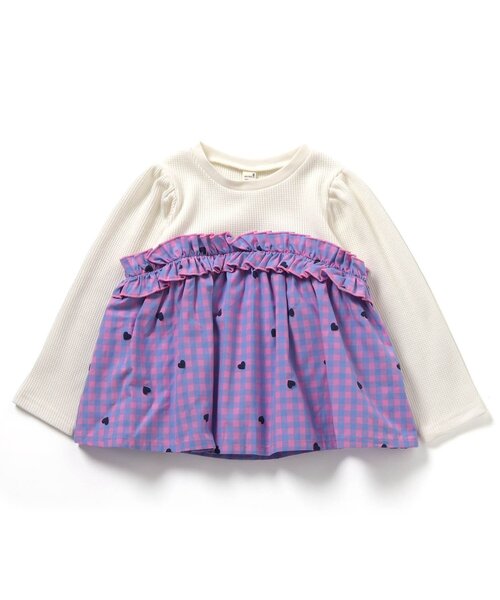 apres les cours（アプレレクール）の「ワッフルフリルドッキングトップス_ジュニア対応（Tシャツ/カットソー・キッズ・レッド/チェック/ストライプ/ブラック・80/90/100/110/120/130/140）」の12枚目の写真