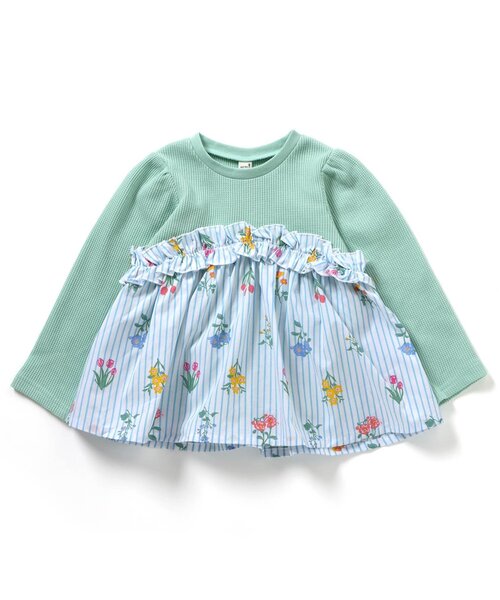 apres les cours（アプレレクール）の「ワッフルフリルドッキングトップス_ジュニア対応（Tシャツ/カットソー・キッズ・レッド/チェック/ストライプ/ブラック・80/90/100/110/120/130/140）」の14枚目の写真