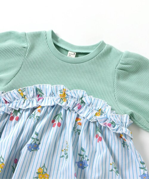 apres les cours（アプレレクール）の「ワッフルフリルドッキングトップス_ジュニア対応（Tシャツ/カットソー・キッズ・レッド/チェック/ストライプ/ブラック・80/90/100/110/120/130/140）」の16枚目の写真