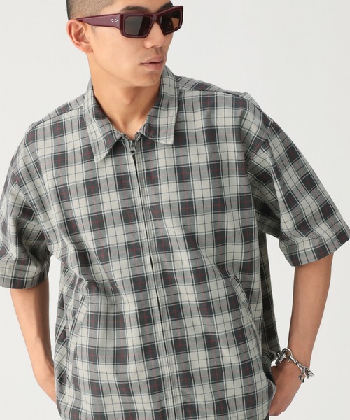 Wide-fit check zip shirt — широкая рубашка в клетку на молнии