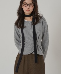 MUHET | offset button 2 way knit cardigan / オフセットボタン2WAYニットカーディガン(カーディガン/ボレロ)