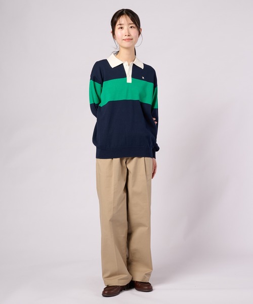 Arnold Palmer(アーノルドパーマー)の「シェア パネルボーダーニット ラガーシャツ(ニット/セーター・レディース・チャコールグレー/ネイビー・M/L/LL/S/XS)」の10枚目の写真