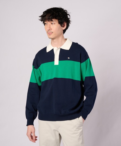 Arnold Palmer(アーノルドパーマー)の「シェア パネルボーダーニット ラガーシャツ(ニット/セーター・レディース・チャコールグレー/ネイビー・M/L/LL/S/XS)」の11枚目の写真