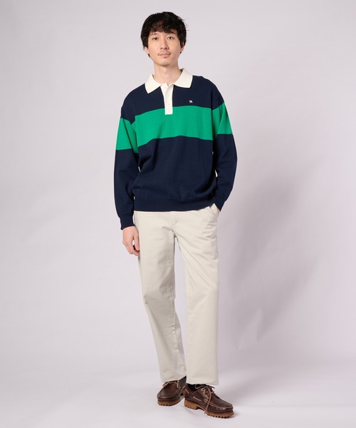 Arnold Palmer(アーノルドパーマー)の「シェア パネルボーダーニット ラガーシャツ(ニット/セーター・レディース・チャコールグレー/ネイビー・M/L/LL/S/XS)」の12枚目の写真