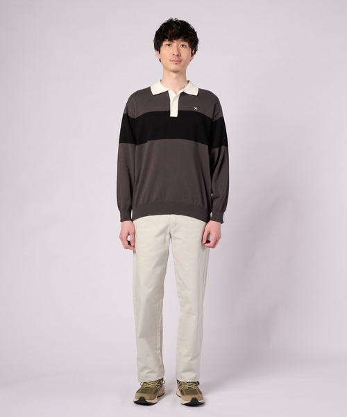 Arnold Palmer(アーノルドパーマー)の「シェア パネルボーダーニット ラガーシャツ(ニット/セーター・レディース・チャコールグレー/ネイビー・M/L/LL/S/XS)」の7枚目の写真