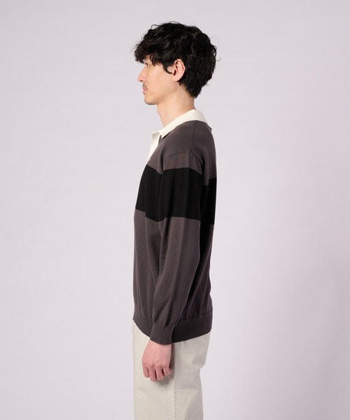 Arnold Palmer(アーノルドパーマー)の「シェア パネルボーダーニット ラガーシャツ(ニット/セーター・レディース・チャコールグレー/ネイビー・M/L/LL/S/XS)」の14枚目の写真