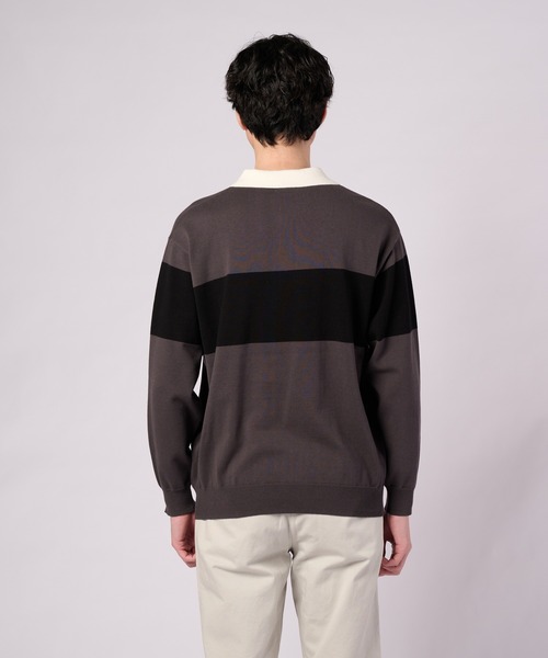 Arnold Palmer(アーノルドパーマー)の「シェア パネルボーダーニット ラガーシャツ(ニット/セーター・レディース・チャコールグレー/ネイビー・M/L/LL/S/XS)」の15枚目の写真