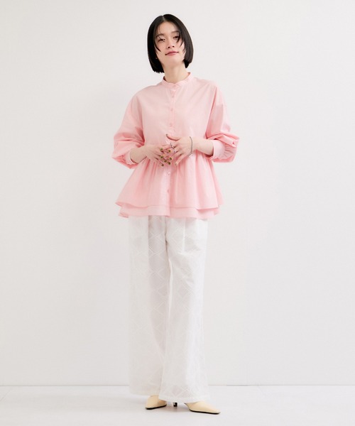 LE CERCLE par rope'（ルセルクルパーロペ）の「ペプラムギャザーブラウス（シャツ/ブラウス・レディース・ピンク/チャコールグレー/キナリ・FREE）」の22枚目の写真