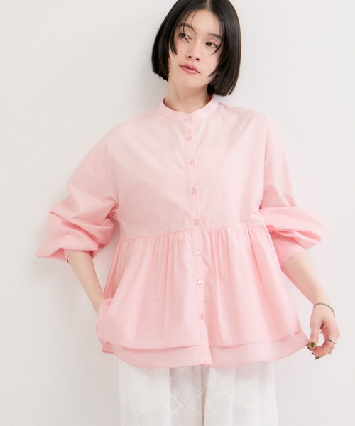 LE CERCLE par rope'（ルセルクルパーロペ）の「ペプラムギャザーブラウス（シャツ/ブラウス・レディース・ピンク/チャコールグレー/キナリ・FREE）」の17枚目の写真