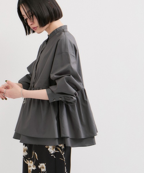 LE CERCLE par rope'（ルセルクルパーロペ）の「ペプラムギャザーブラウス（シャツ/ブラウス・レディース・ピンク/チャコールグレー/キナリ・FREE）」の18枚目の写真