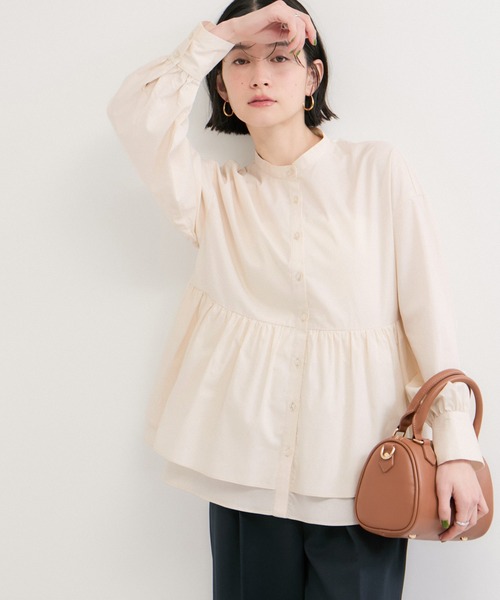 LE CERCLE par rope'（ルセルクルパーロペ）の「ペプラムギャザーブラウス（シャツ/ブラウス・レディース・ピンク/チャコールグレー/キナリ・FREE）」の19枚目の写真