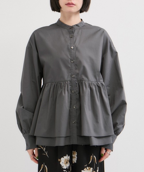 LE CERCLE par rope'（ルセルクルパーロペ）の「ペプラムギャザーブラウス（シャツ/ブラウス・レディース・ピンク/チャコールグレー/キナリ・FREE）」の8枚目の写真