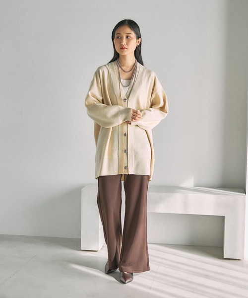 LEPSIM（レプシィム）の「12ゲージダブルカラーチュニックカーディガン　639470（カーディガン/ボレロ・レディース・ブラウン/ブルー/チャコールグレー・FREE）」の5枚目の写真