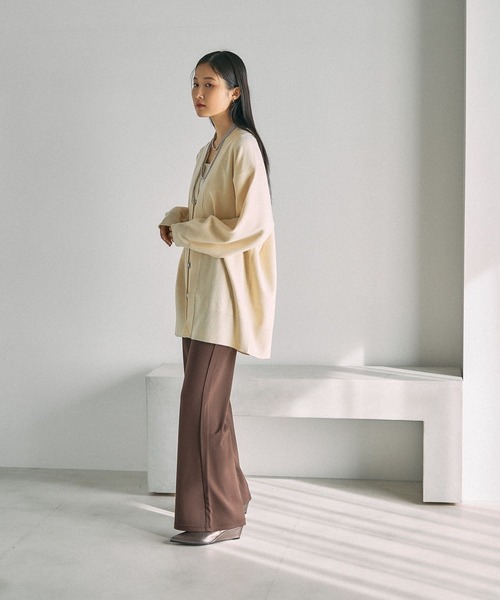 LEPSIM（レプシィム）の「12ゲージダブルカラーチュニックカーディガン　639470（カーディガン/ボレロ・レディース・ブラウン/ブルー/チャコールグレー・FREE）」の6枚目の写真