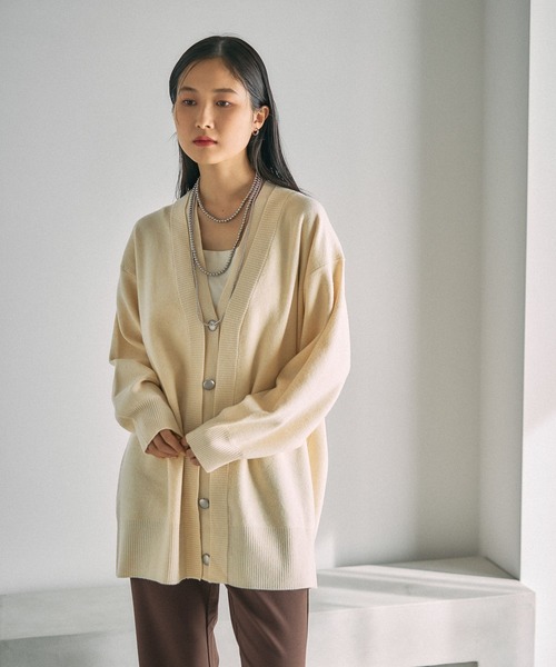 LEPSIM（レプシィム）の「12ゲージダブルカラーチュニックカーディガン　639470（カーディガン/ボレロ・レディース・ブラウン/ブルー/チャコールグレー・FREE）」の7枚目の写真