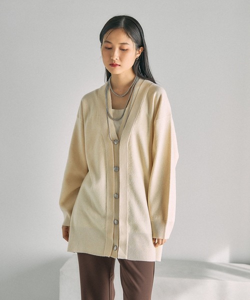 LEPSIM（レプシィム）の「12ゲージダブルカラーチュニックカーディガン　639470（カーディガン/ボレロ・レディース・ブラウン/ブルー/チャコールグレー・FREE）」の10枚目の写真