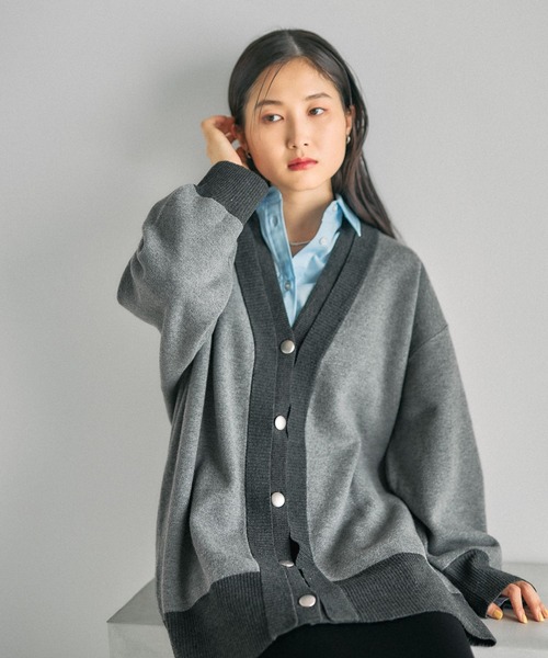 LEPSIM（レプシィム）の「12ゲージダブルカラーチュニックカーディガン　639470（カーディガン/ボレロ・レディース・ブラウン/ブルー/チャコールグレー・FREE）」の15枚目の写真