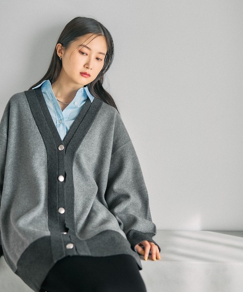 LEPSIM（レプシィム）の「12ゲージダブルカラーチュニックカーディガン　639470（カーディガン/ボレロ・レディース・ブラウン/ブルー/チャコールグレー・FREE）」の16枚目の写真