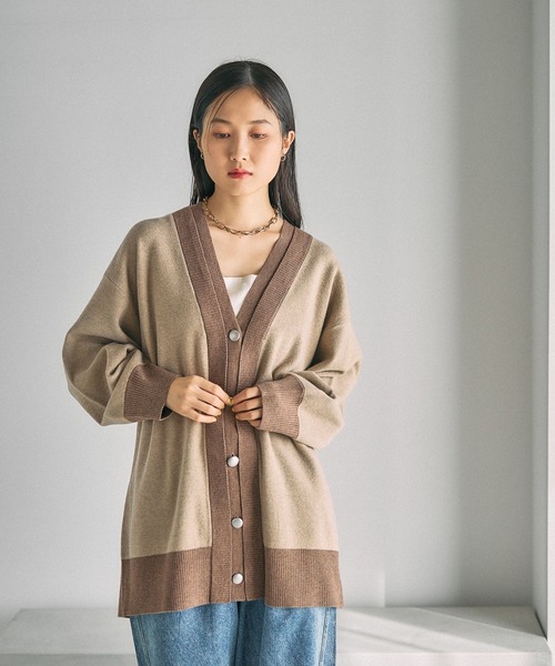 LEPSIM（レプシィム）の「12ゲージダブルカラーチュニックカーディガン　639470（カーディガン/ボレロ・レディース・ブラウン/ブルー/チャコールグレー・FREE）」の21枚目の写真