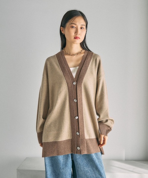 LEPSIM（レプシィム）の「12ゲージダブルカラーチュニックカーディガン　639470（カーディガン/ボレロ・レディース・ブラウン/ブルー/チャコールグレー・FREE）」の22枚目の写真