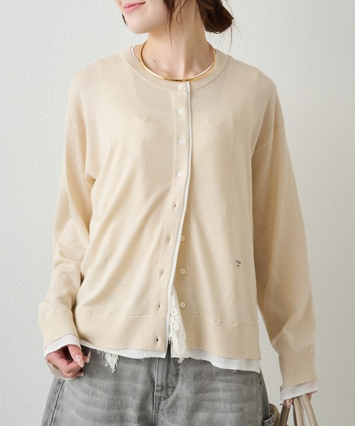 PUAL CE CIN（ピュアルセシン）の「レイヤード風ニットカーディガン（カーディガン/ボレロ・レディース・ライトベージュ/グレー/ネイビー・FREE）」の2枚目の写真