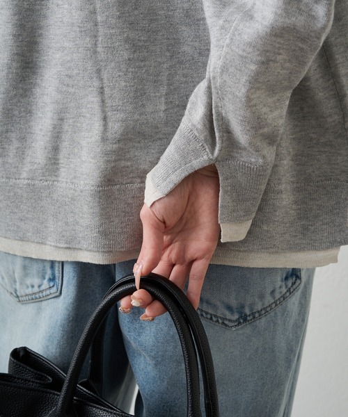 PUAL CE CIN（ピュアルセシン）の「レイヤード風ニットカーディガン（カーディガン/ボレロ・レディース・ライトベージュ/グレー/ネイビー・FREE）」の14枚目の写真