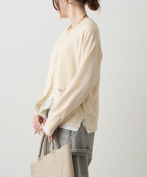 PUAL CE CIN（ピュアルセシン）の「レイヤード風ニットカーディガン（カーディガン/ボレロ・レディース・ライトベージュ/グレー/ネイビー・FREE）」の5枚目の写真