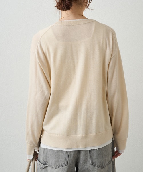 PUAL CE CIN（ピュアルセシン）の「レイヤード風ニットカーディガン（カーディガン/ボレロ・レディース・ライトベージュ/グレー/ネイビー・FREE）」の6枚目の写真