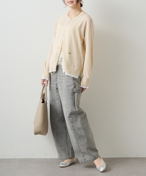 PUAL CE CIN（ピュアルセシン）の「レイヤード風ニットカーディガン（カーディガン/ボレロ・レディース・ライトベージュ/グレー/ネイビー・FREE）」の9枚目の写真