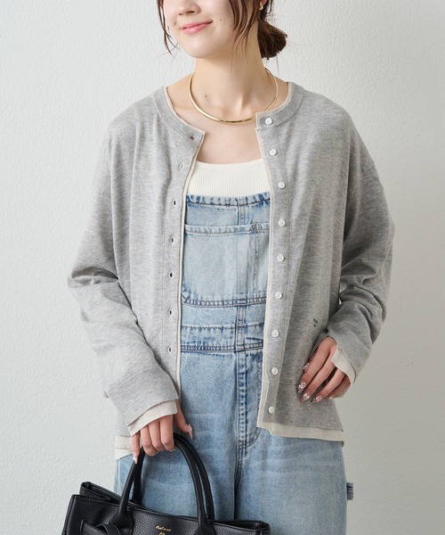 PUAL CE CIN（ピュアルセシン）の「レイヤード風ニットカーディガン（カーディガン/ボレロ・レディース・ライトベージュ/グレー/ネイビー・FREE）」の11枚目の写真