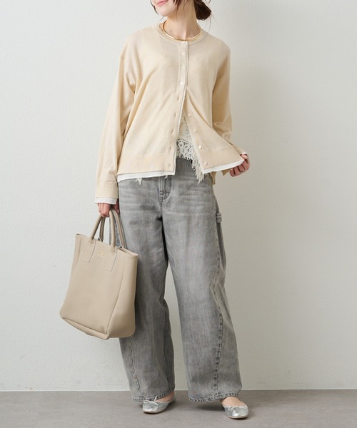 PUAL CE CIN（ピュアルセシン）の「レイヤード風ニットカーディガン（カーディガン/ボレロ・レディース・ライトベージュ/グレー/ネイビー・FREE）」の8枚目の写真