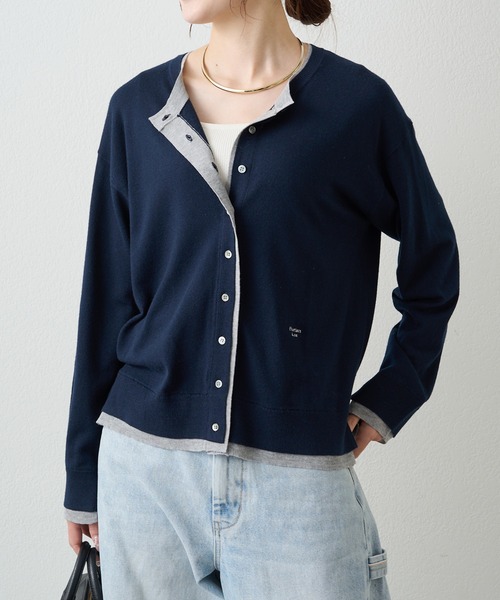 PUAL CE CIN（ピュアルセシン）の「レイヤード風ニットカーディガン（カーディガン/ボレロ・レディース・ライトベージュ/グレー/ネイビー・FREE）」の18枚目の写真