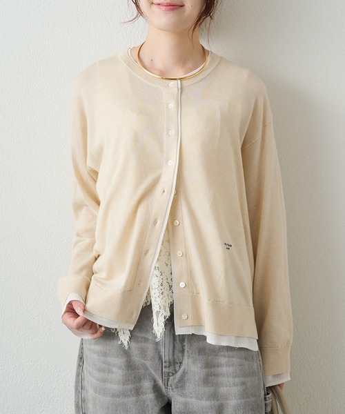 PUAL CE CIN（ピュアルセシン）の「レイヤード風ニットカーディガン（カーディガン/ボレロ・レディース・ライトベージュ/グレー/ネイビー・FREE）」の4枚目の写真