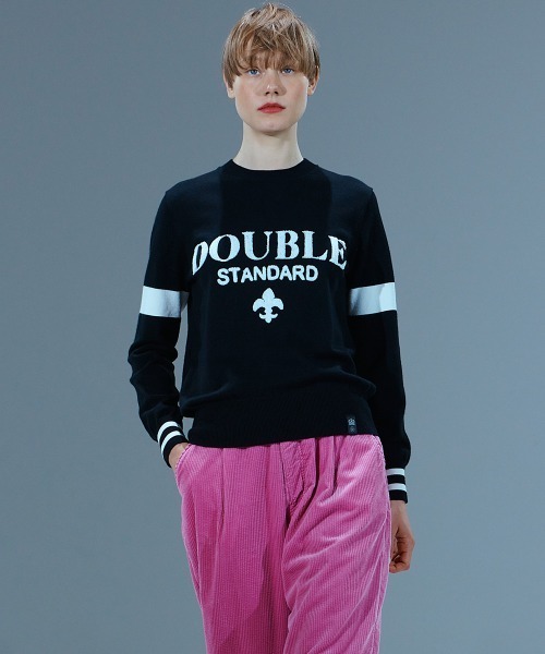 DOUBLE STANDARD CLOTHING（ダブルスタンダードクロージング）の「SNOWY ロゴ刺繍ニット（ニット/セーター・レディース・ブラック/オフホワイト・36/38）」の2枚目の写真