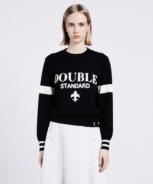 DOUBLE STANDARD CLOTHING（ダブルスタンダードクロージング）の「SNOWY ロゴ刺繍ニット（ニット/セーター・レディース・ブラック/オフホワイト・36/38）」の3枚目の写真