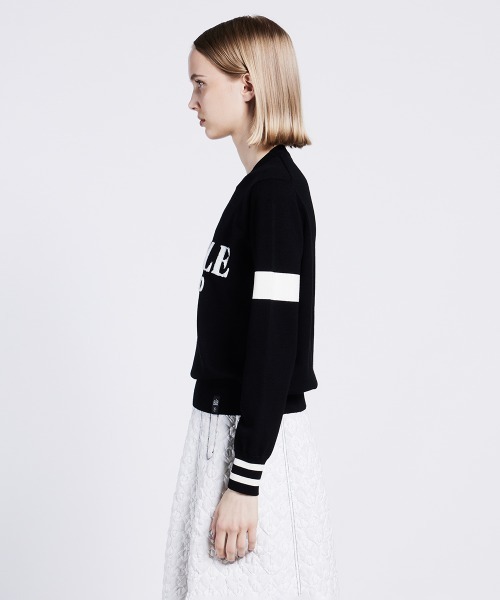 DOUBLE STANDARD CLOTHING（ダブルスタンダードクロージング）の「SNOWY ロゴ刺繍ニット（ニット/セーター・レディース・ブラック/オフホワイト・36/38）」の4枚目の写真