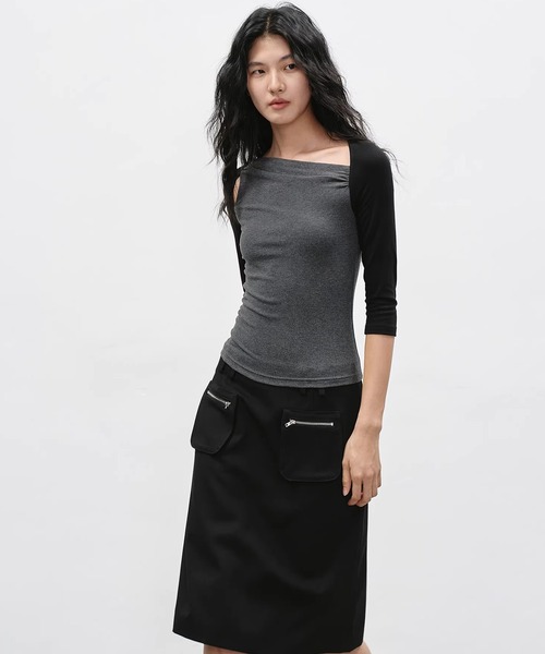 EIGHTHMONTH（エイスマンス）の「コントラストスリーブトップス EM26s046【EIGHTHMONTH】（Tシャツ/カットソー・レディース・グレー/ベージュ・M/S）」の20枚目の写真